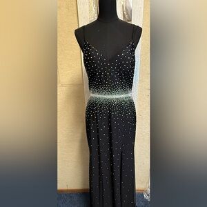 Elegant Black Beaded Prom Dress
